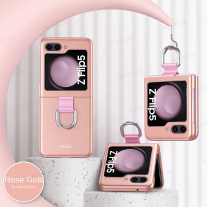 Hard Case Frosted Matte Skin Feel Folding Phone Case With Ring Kompatibel Untuk Samsung Galaxy Z Flip 3 Z Flip 4