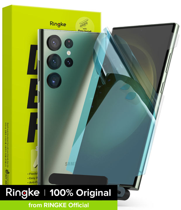 Ringke Dual Easy Wing Film for Samsung Galaxy S23 Ultra 5G Screen Protector  [2 Pack] Wing Technology Full Coverage High Resolution Easy Application