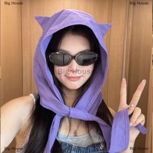 [COD] Big House หมวกกันแดดแบบแห้งเร็วสำหรับผู้หญิงสายคล้องหูแมวน่ารักทันสมัยป้องกันแสงแดดแห้งเร็ว