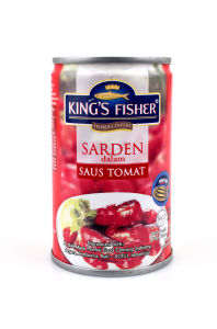 Makanan Siap Saji Ikan Sarden Kaleng Instant / Canned Fish Kings Fisher / King Tuna 170 Gr Hot Spicy Chunk In Brine / Garam In Vegetable Oil / Minyak Sayur Tomat Chilli / Pedas Goreng Balado Sambal Bangkok Sambal Hijau Goreng Kecap Makarel