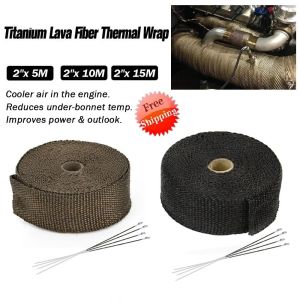 5M/10M/15M Motorcycle Exhaust Thermal Tape Header Heat Wrap Manifold Insulation Roll Resistant with Stainless Ties