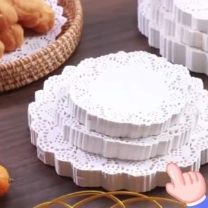 BHQ 250Pcs Round Doily Paper Baking Cake Doyley Paper Decor Kertas Minyak Dolly Baking Paper 花边吸油纸