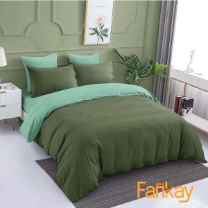 Bed Cover Fullset Sprei TwoTone Army Mix Mint Ukuran Lengkap - Fankay