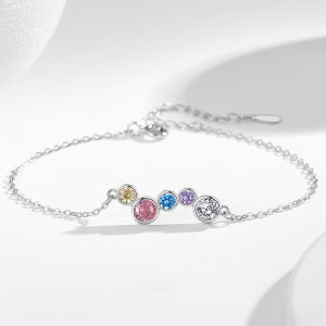 Rainbow Sterling Silver 925 Bracelet Womens Fashion Versatile Dopamine Zircon Bracelet Star Bracelet