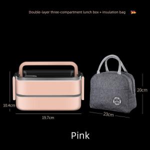 Insulated lunch box 304 stainless steel sealed leak-proof double-layer insulated lunch box portable adult lunch box