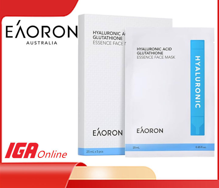 [EXP 09/2028] Eaoron Hyaluronic Acid Glutathione Essense Hydrating Face Mask 5Pcs ( 25ml )