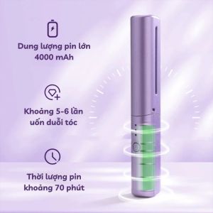 Lược Điện Duỗi Tóc Mini Không Dây 4000mAh | Máy Là Tóc Ion Âm Cầm Tay Uốn Duỗi Tạo Kiểu