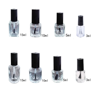 1Pc Empty Nail Polish Bottles Transparent Glass Nail Varnish UV Gel Container with Brushes Makeup Cosmetic Organizer