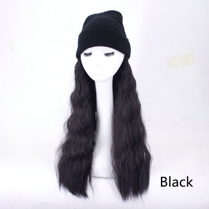 65cm Women Wig Hair With Black Wool Cap Water Ripple Corn Perm Long Curly Hair Wig Cap Natural Fashionable Convenient Wig Hair