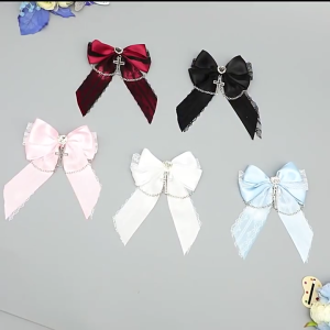 Punk Hair Clip Crossed Hairpin Anime Barrettes 2000s Lace Bowknot Ponytail Hair Holder Hair Decors Halloween Theme Props
