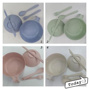 WE 2871 = 小麦秸秆泡面碗筷套  Wheat Straw Instant Noodle Bowl and Chopstick Set