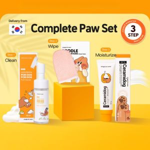 Complete Paw Care Set of 3 - Waterless Cleanser & Ceramide Cream & Microfiber Towel for