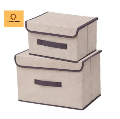 Keep Working Color Foldable Storage 2in1 Box Organizer With Cover Set Plain