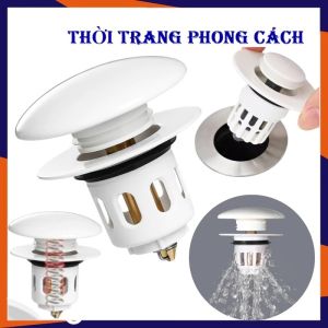 Nút chặn lỗ thoát nước lavabo nhấn xả ngăn mùi bằng gốm – Chặn rác thông minh sạch sẽ