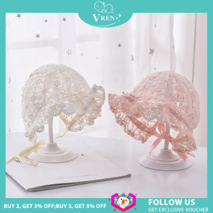 VREN Newborn Baby Girl Hat Lace Flower Spring Summer Infant Bonnet Soft Cotton Girls Beanies Cap Photography Props Head Protector Hat