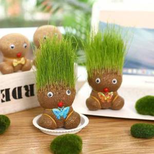 Growing Grass Head Doll Office Table Plant Decor Room Decor Children Growing Indoor Grass Head Doll Grassheads Doll Toys