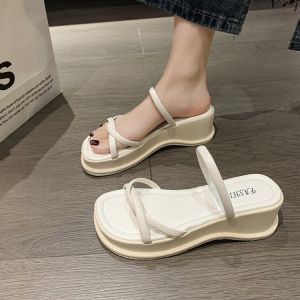 HOÀN TIỀN 15% - Dép nữ đế xuồng dây chéo đế 5cmDép xuồng quai ngang 2 màu đen trắng da mềm xinh xắn