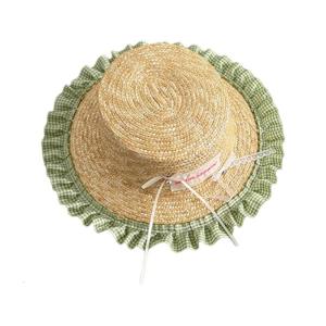 Adjustable Kids Sun Protection Hat Sweet Bowknot Accent Unique Bucket Hat with Ruffle Trim for Garden and Beach