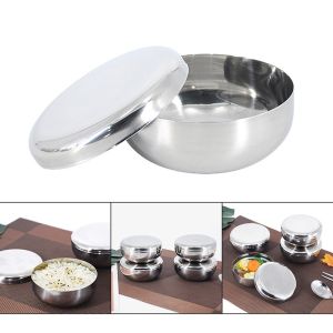 Stainless Steel Bowl With Lid Rice Bowl With Korean Style Steam Simple Tableware