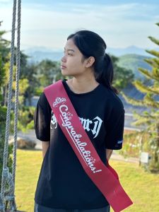 สายสะพายปัจฉิม สายสะพายCongratulation สายสะพายรับปริญญา (ขนาด 10*160 ซม.) มีเข็มกลัดแถมทุกผืน