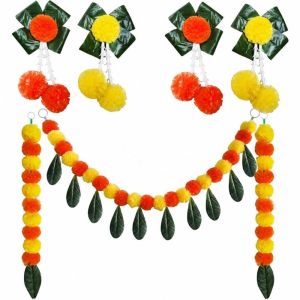 MYTHIS Long Strands Marigold Garland Colorful Hanging Calendula Garland Decorative Artificial Marigold Wreath Home Decor