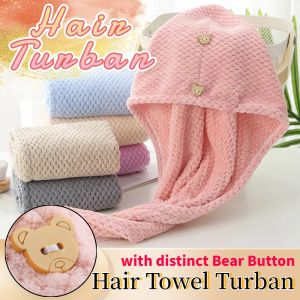Strong Absorbent Coral Fleece Double Layer Head Shower Cap Hair Drying Towel Pineapple Grid IP