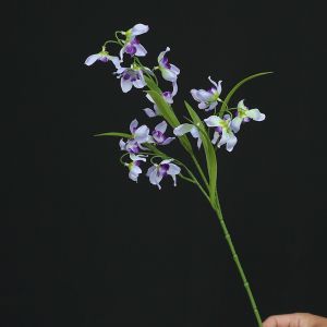 FOUNDTWO 50CM Length Artificial Orchid Flower Realistic with Leaves Fake Flowers Multi-functional Plastic Plants Orchid Flower Branch Home Decoration