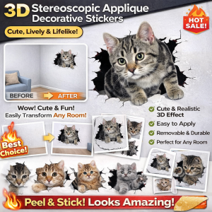 Cartoon 3D Cat Car Sticker Cute Cat Decal Waterproof Vinyl Sticker Durable Adhesive Automotive Decoration Easy To Apply Vehicle Accessories For Cars Motorcycle