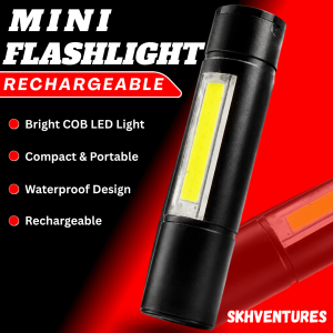 Mini Rechargeable COB LED Flashlight Waterproof Portable Torch Lamp Emergency Camping Light USB