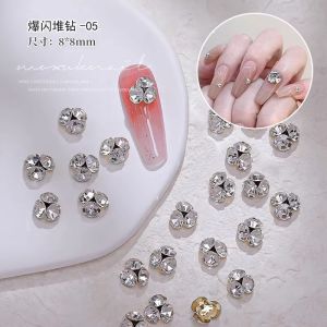 HBESTY Alloy Small Stack Diamond Finished Nail Art Stack Diamond Internet celebrity flash Super flash White Stack Diamond Ball Nail Art Jewelry Diamond