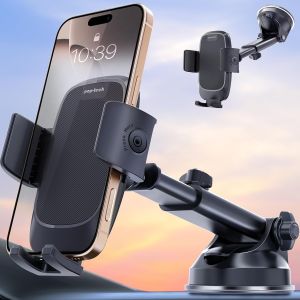 pop-tech Phone Mount for Car [Military-Grade Suction] Universal Cell Phone Holder for Your Car Dashboard Windshield Window Automobile Cradle Fit for iPhone Samsung All Smartphones with Thick Case
