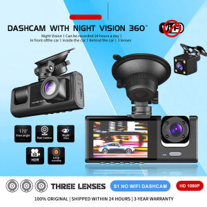จัดส่งที่รวดเร็ว กล้องติดรถยนต์ กล้องหน้ารถ4K กล้องติดหน้ารถ Dash Cam Full HD 1080P 3กล้อง หน้า/หลัง เชื่อมต่อWiFi Car Camera ดูออนไลน์ผ่านมือถือ ที่สุดของความคมชัด Super Night Vision บันทึกวนทับ