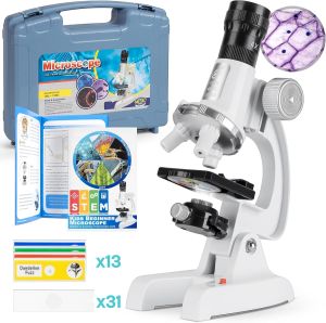 1200X Microscope Kit 58PCS LED Microscope Biology Kit Home School Science Educational Toy For Kids