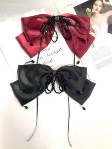 Jepitan Rambut Korea Premium High Quality: Elegan dengan Pita Satin Berhiaskan Manik