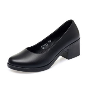 Free Shipping WomenS Single Shoes 2026 New Spring Model Square Toe Chunky Mid-Heel Versatile For Professional Work Black High Heels