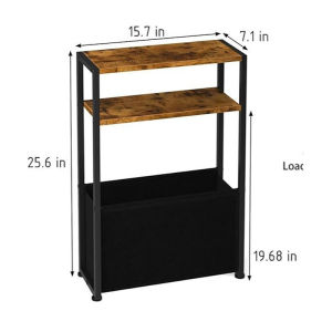 Narrow Side Table With Storage Shelf Basket 3 Layers Bedside Table Side Table Slim Bedside Table Storage Rack With Adjustable Feet Fabric Basket Organizer Clothing Storage Basket For Bathroom Living Room Bedroom Kitchen