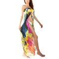 Cherful655 Female Beach Dress, Tie-dyed Sleeveless Strapless Long Dress 