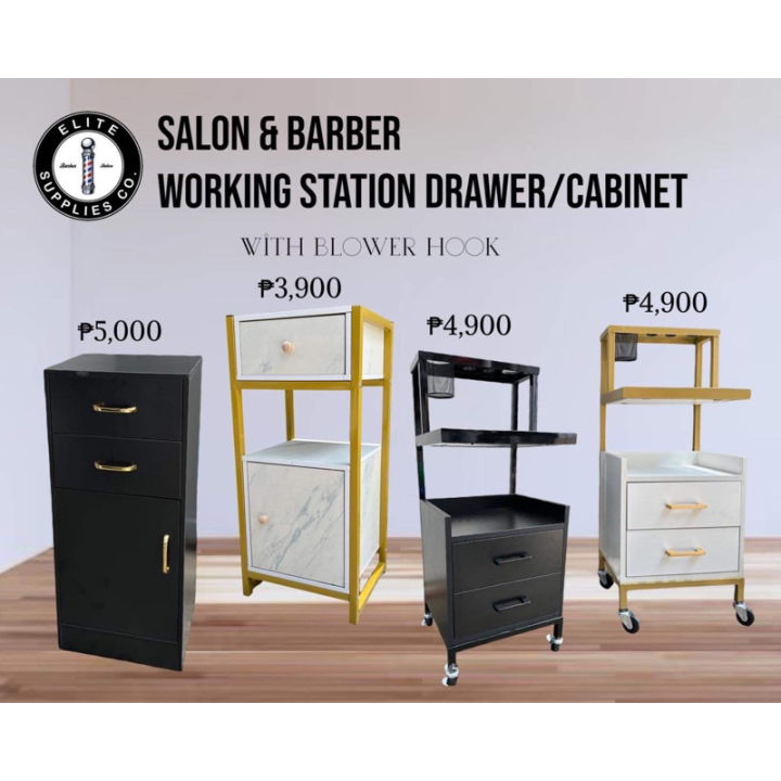 SALON BARBER WORKING STATION DRAWER/CABINET trolley Black