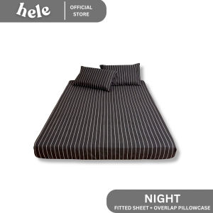 HELE Bedsheet | Printed Cotton | Full Garter Fitted Sheet + 2 Pillowcase - Hori