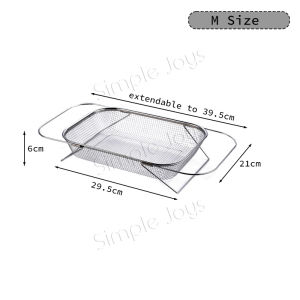 Stainless Steel Extendable Sink Basket - Adjustable Over-Sink Strainer for Veggie Washing Dish Draining Dish Drying Rack
