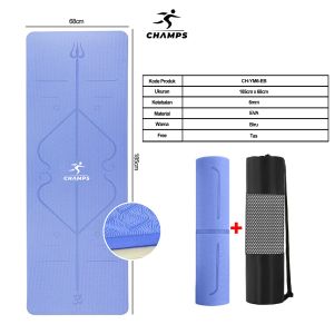 CHAMPS Matras Yoga Premium Tebal 6mm Anti Slip dengan Tas - Warna Ungu