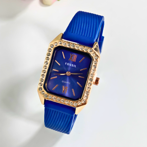 Jam Tangan Wanita Kualitas Quartz Strap Rubber Karet Profesional Persegi Mewah Fashion Terbaru