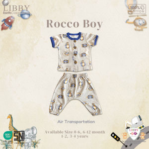 Libby Rocco Boy Set Combi Motif - Setelan Bayi dan Anak Baju Pendek Celana Panjang SNI