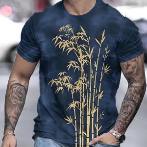 [Local Stock] VCC Summer Bamboo Short Sleeved T-Shirt 3d Pattern Printed Tops Slim Fit Mens Clothing Oversized T-Shirt Casual Mens T-Shirt