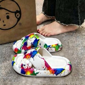 [Free Shipping] Trendy Outdoor Camouflage Summer Sandals For Women 2026 New Style Featuring A Cross-Strap Design Fashionable Graffiti Patterns Thick Soles And Non-Slip Features Perfect For The Beach