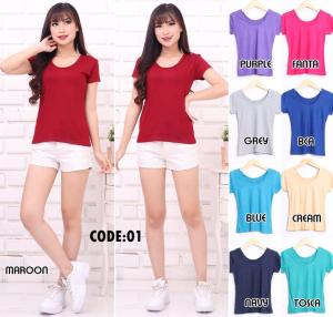 Femme Ols- Kaos Oblong Spandek Rayon Cewek 01 Atasan Wanita