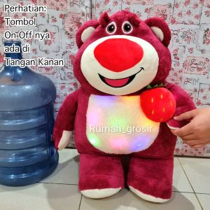 Boneka Lotso Jumbo Bear Strawberry Toy Beruang Mainan Mewah Jumbo LED Lampu