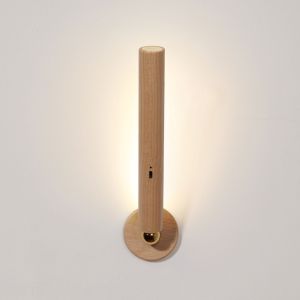 LED Wall Light Magnetic USB Rechargeable Bedside Lamp Rotatable Corridor Light Wooden Staircase Light Wall Lamp Bedroom Touch Switch stepless dimming warm light reading lightFast shipping
