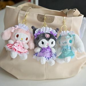 10cm Sanrio Plush Stuffed Soft Doll Keychain Cartoon Hello Kitty Kuromi My Melody Plushies Bag Pendant Accessories Girls Gift Kids Toys
