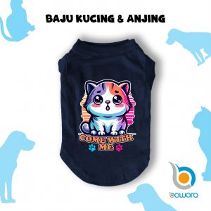 Baju Hewan Lucu Untuk Kucing Anjing Kelinci Monyet Bahan Adem Aksesoris Hewan - Motif Come With Me WAWOYE